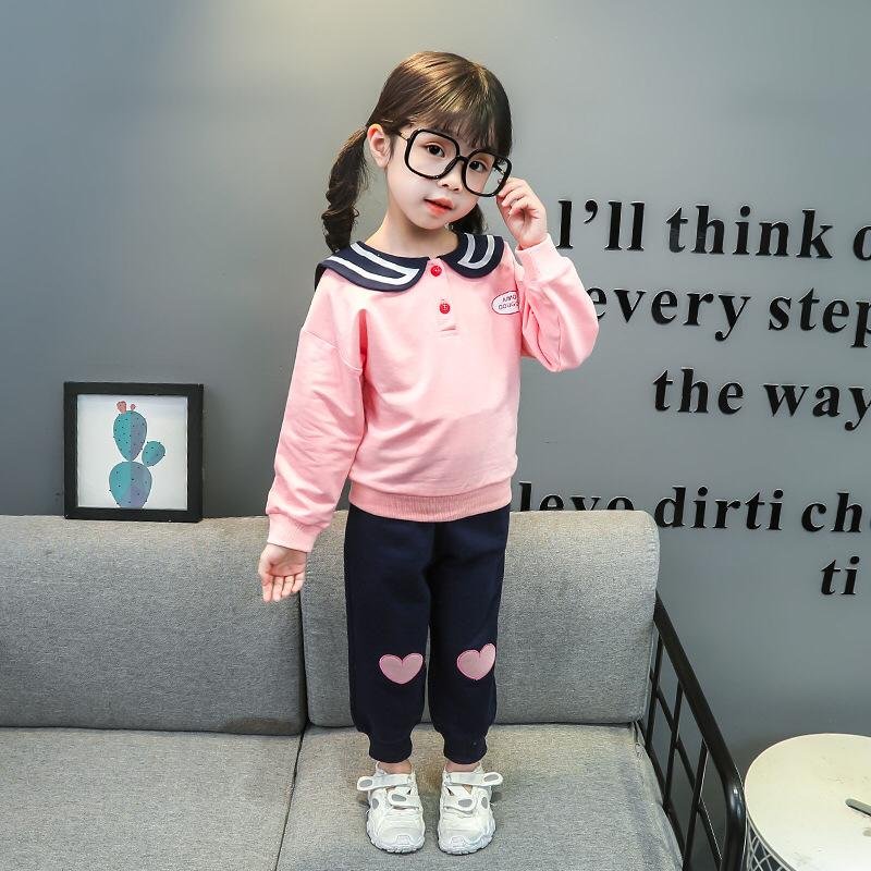 Girl's Cotton Full Sleeves T-Shirt & Pant Set With Patch Collar Work - Image 3