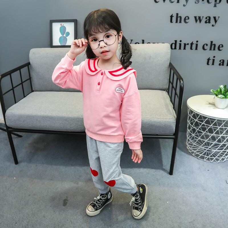 Girl's Cotton Full Sleeves T-Shirt & Pant Set With Patch Collar Work - Image 2