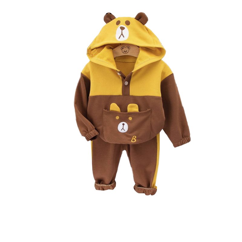 Boy's / Girl's Full Sleeves Hoodie And Lounge Pant Set Teddy Face Patch Work - Image 3