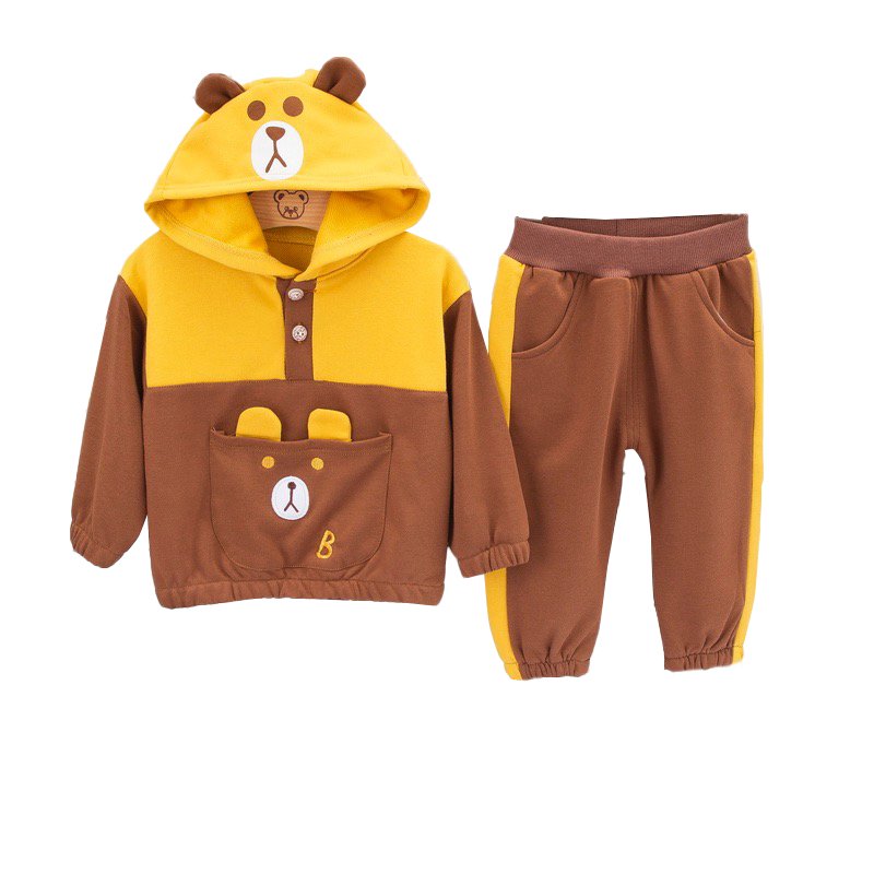 Boy's / Girl's Full Sleeves Hoodie And Lounge Pant Set Teddy Face Patch Work - Image 4