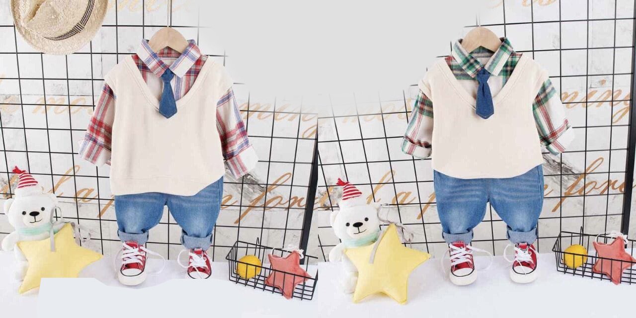Boy's Korean Style Full Sleeve Casual Party Outfit 4 Piece Set