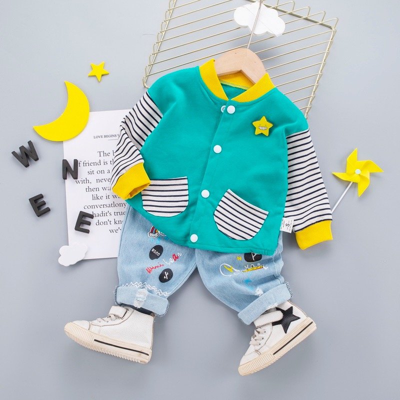 Boy's Korean Style Full Sleeve Casual Outfit 2 Piece Set - Image 3