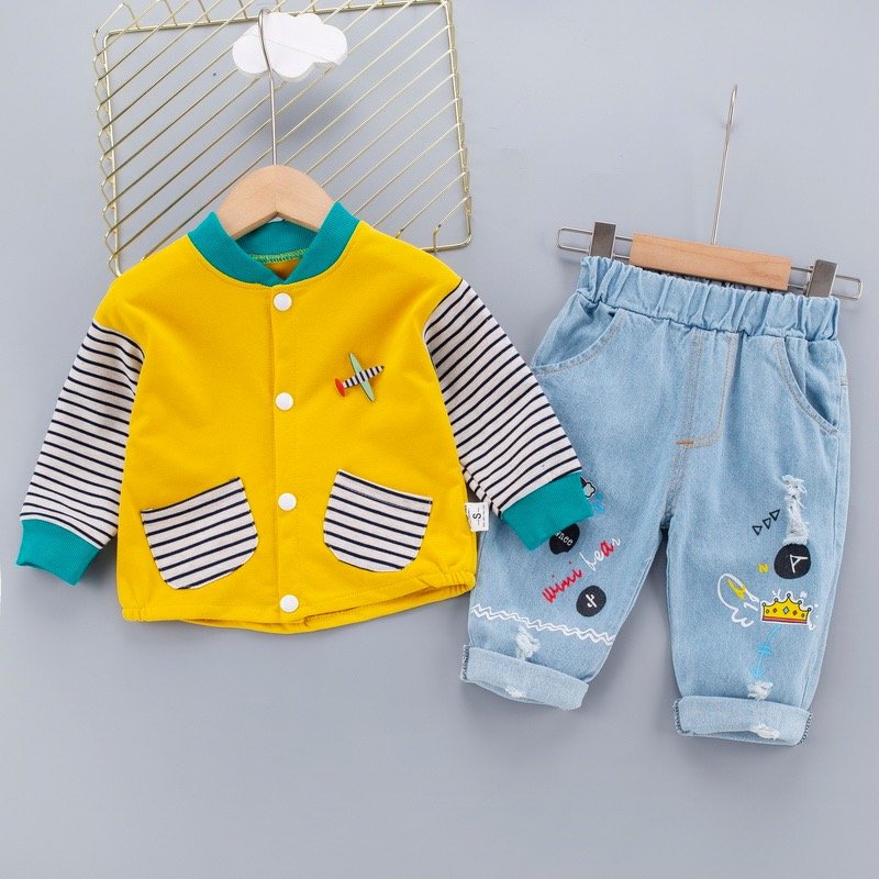 Boy's Korean Style Full Sleeve Casual Outfit 2 Piece Set - Image 2