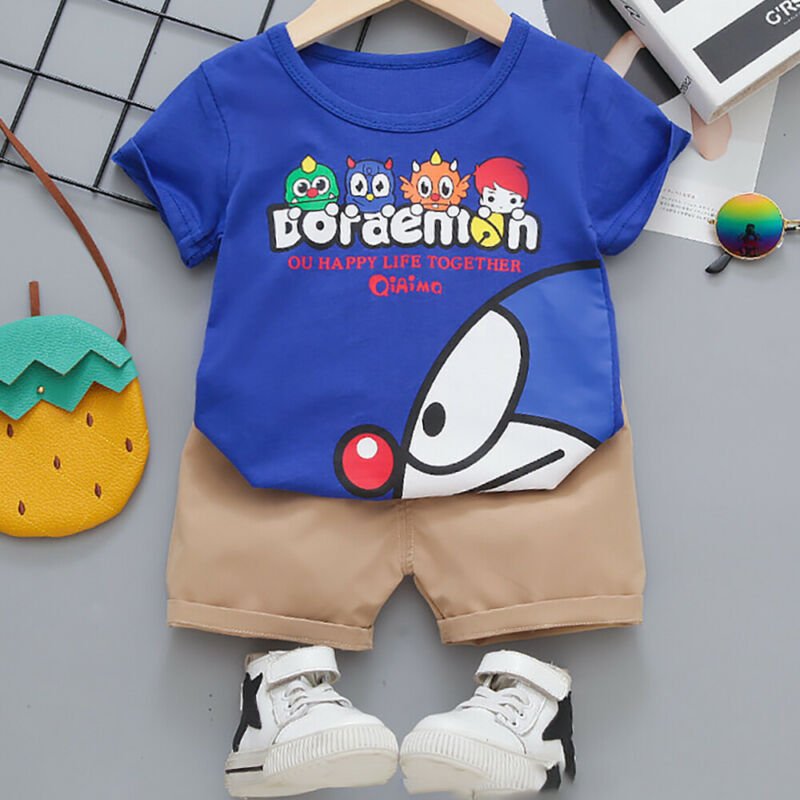 Round Neck Half Sleeve Set Doraemon Print - Image 11