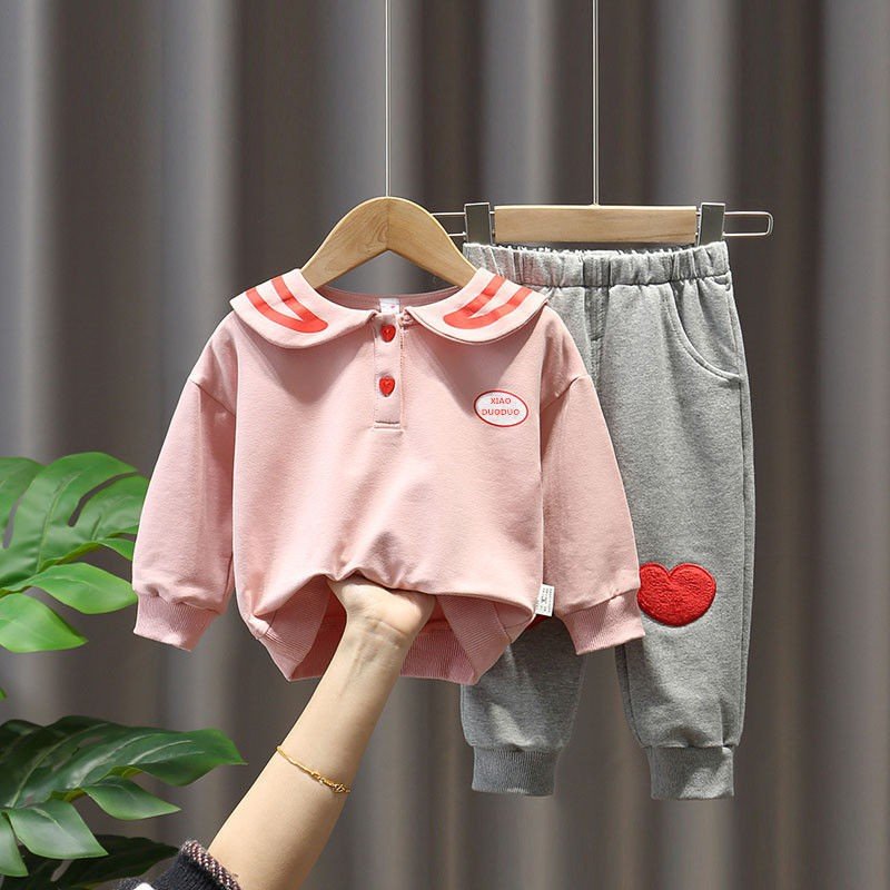 Girl's Cotton Full Sleeves T-Shirt & Pant Set With Patch Collar Work - Image 5