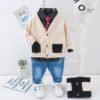 Boy's Korean Style Full Sleeve Casual Party Outfit 4 Piece Set
