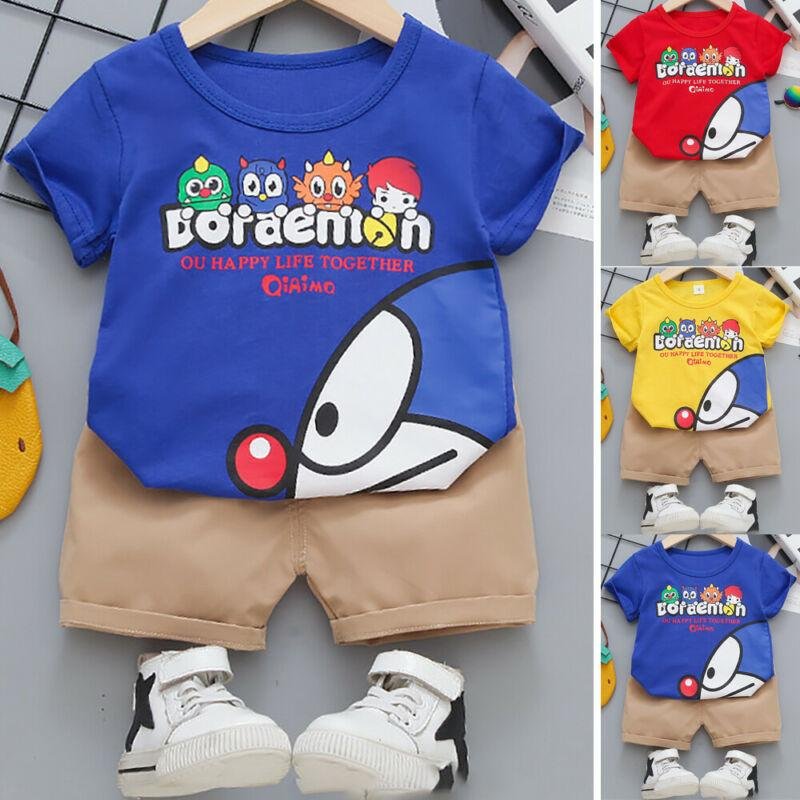 Round Neck Half Sleeve Set Doraemon Print - Image 17