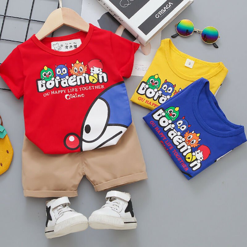 Round Neck Half Sleeve Set Doraemon Print - Image 19