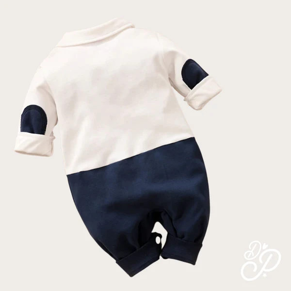 Full Sleeves Suspender Print Party Romper With Bow Tie Solid - Image 5